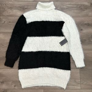 Eloquii Black And White Striped Turtleneck Tunic Sweater Dress Size‎ 16/18